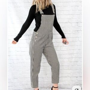 NWT Storia Black and White Striped Overalls